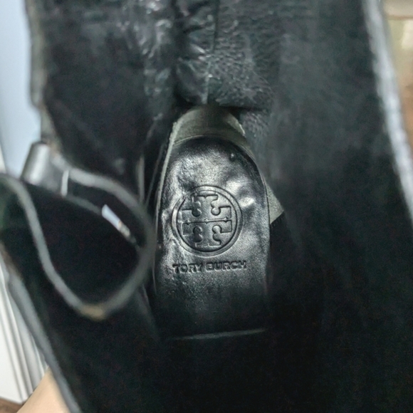 Tory Burch Women's Black Leather Double Buckle Bennie Boots Size 7 - Picture 10 of 12